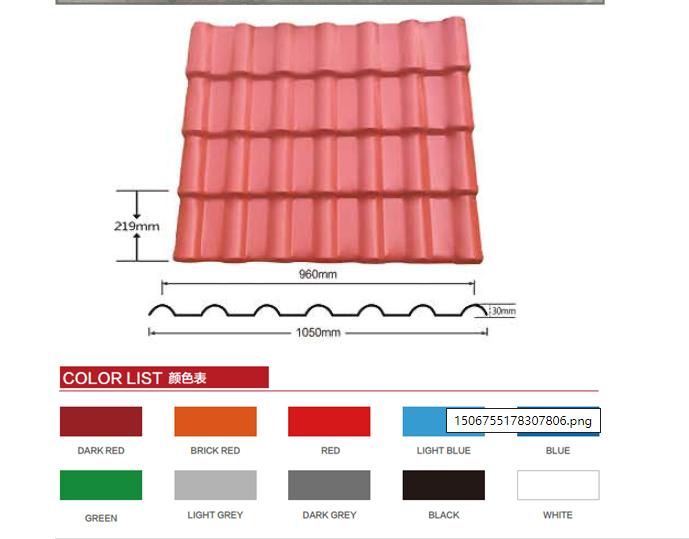 Tuile de toit en PVC stable de couleur rouge de brique de villa